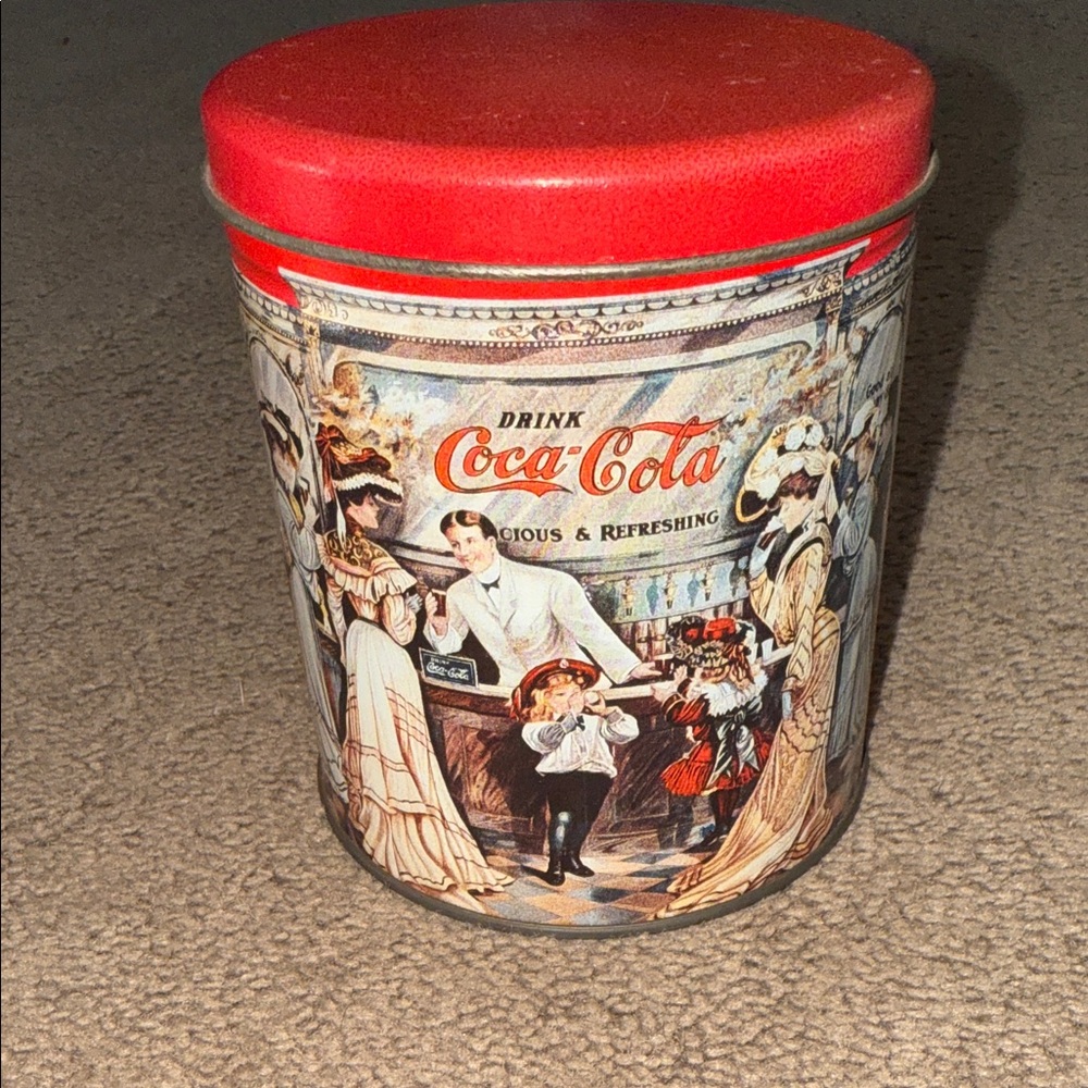 Coca-Cola Decorative Tin with Red Top - Picture 1 of 12